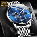 Men Luxury Watch OLEVS Brand Quartz Fashion Business WristWatch OEM with Steel Band Chronograph Waterproof Watches Men Wrist